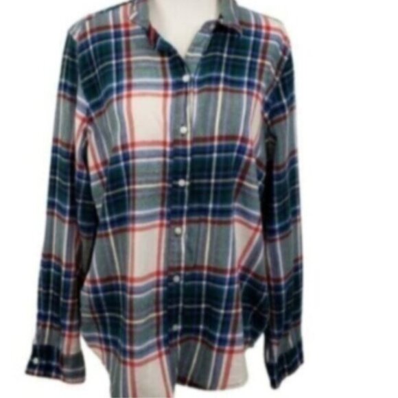 Aerie Plaid Flannel Shirt Green Red Blue Medium Outdoor Hiking Women's Size M - Picture 12 of 12